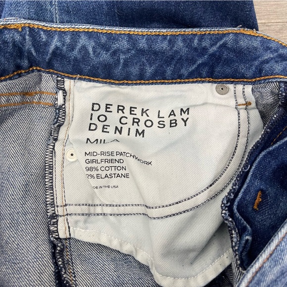 Derek Lam 10 Crosby Mila Mid Rise Girlfriend Patchwork Released Hem Jeans 27 - Picture 11 of 16
